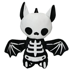 spooky skeleton bat backpack black polyester gothic animal fashion bag