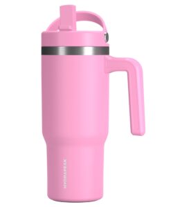 hydrapeak kids voyager 18 oz tumbler with handle and flip-up straw lid | spill proof and leak resistant | reusable stainless steel water bottle | gift for kids boys girls | bubblegum