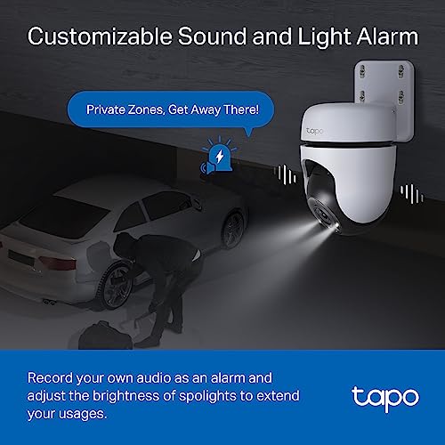 TP-Link Tapo 2K Outdoor Pan/Tilt Security Wi-Fi Camera, 360° View, Motion Tracking, Compatible with Alexa & Google Home, Night Vision, Free AI Detection, Up to 512GB Storage, Tapo C510W
