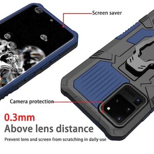 Asuwish Compatible with Samsung Galaxy S20 Ultra 5G Protective Case and Tempered Glass Screen Protector Belt Clip Shockproof Bumper Kickstand Phone Cover for S20ultra 20S S 20 A20 S2O 20ultra G5 Blue