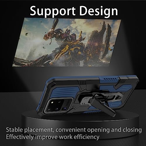 Asuwish Compatible with Samsung Galaxy S20 Ultra 5G Protective Case and Tempered Glass Screen Protector Belt Clip Shockproof Bumper Kickstand Phone Cover for S20ultra 20S S 20 A20 S2O 20ultra G5 Blue