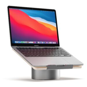 humancentric laptop stand for desk – laptop riser for desk in space gray aluminum compatible with macbook stand, maple wood laptop stand, ergonomic laptop holder, computer stand for laptop