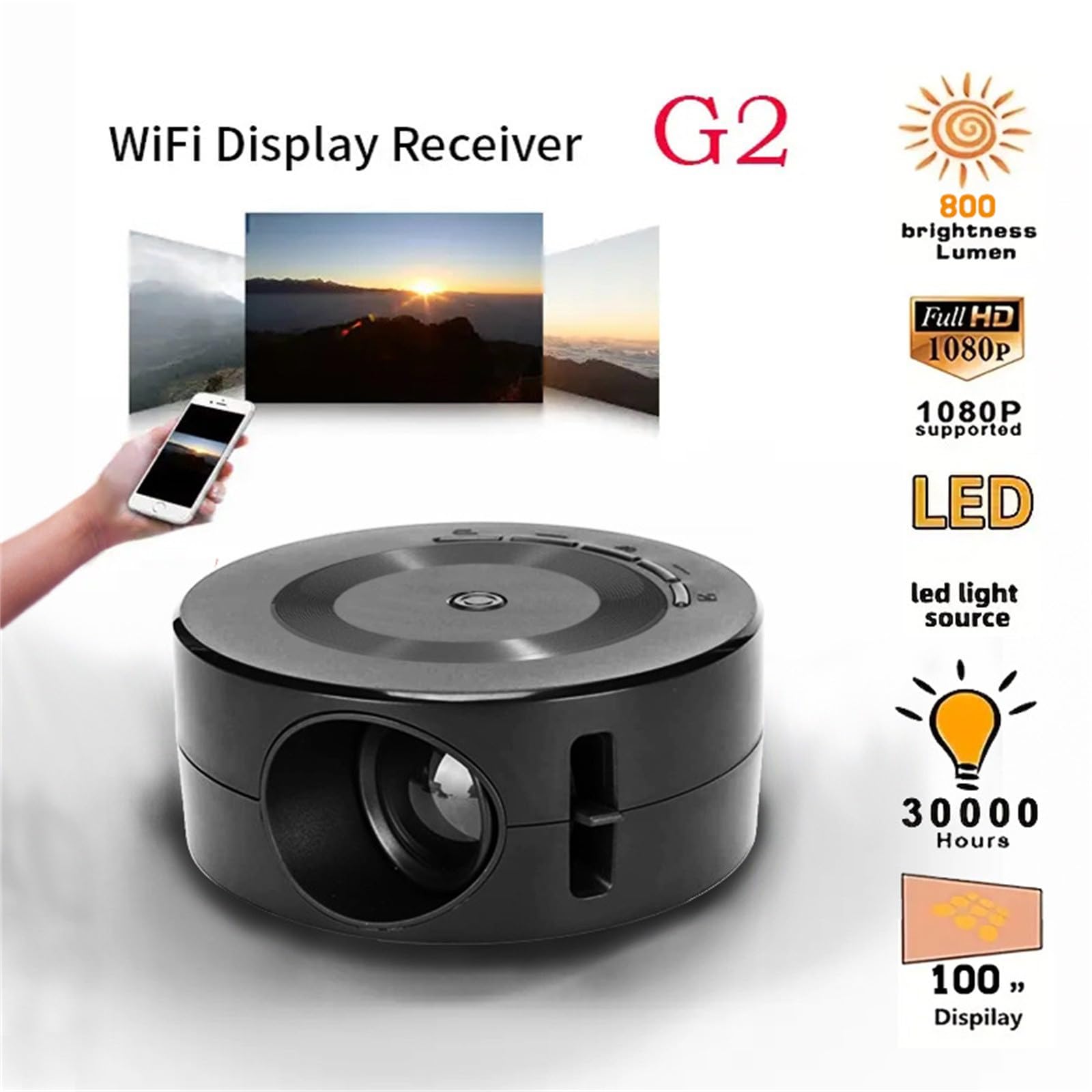 Mini Video Projector, 1080P Portable Projector Compatible with USB|Android Phone, Tech Gadgets, Outdoor Projector, Mini TV for Home /Camping/Travel/Party, Cool Stuff, Personalized Birthday Gifts