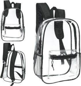 moda west 24 pack 17inch wholesale bulk clear backpack in black color
