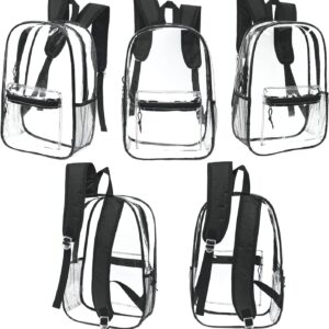 Moda West 24 Pack 17inch Wholesale Bulk Clear Backpack In Black Color