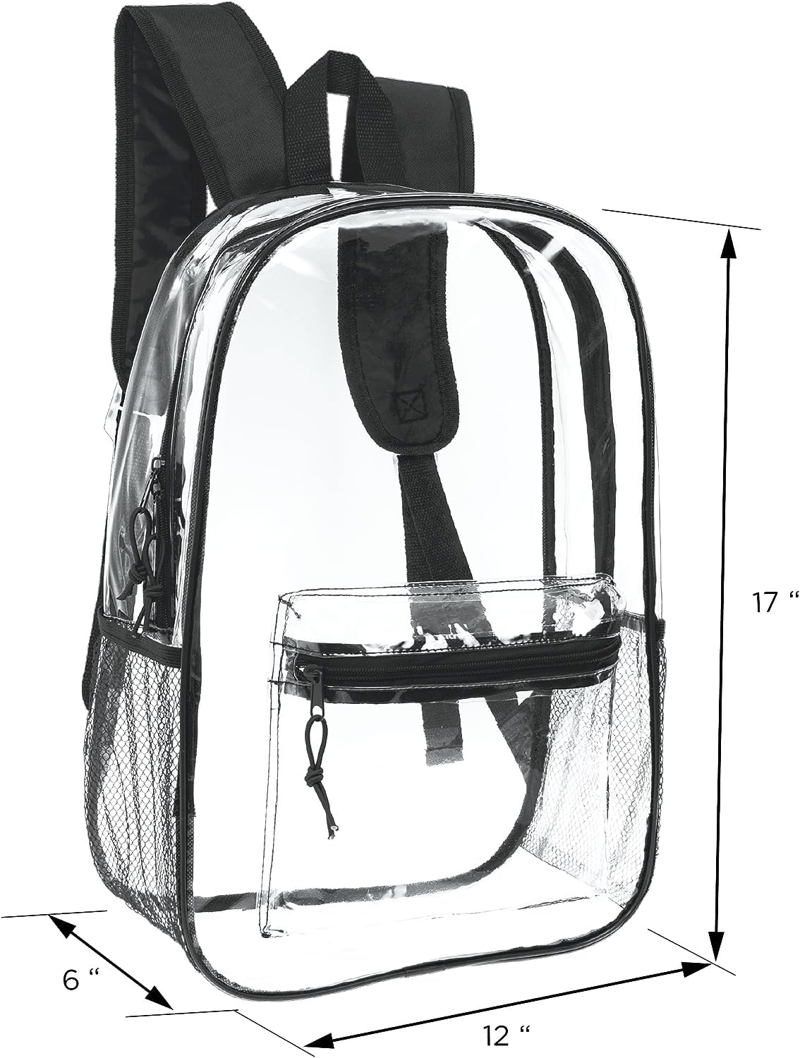 Moda West 24 Pack 17inch Wholesale Bulk Clear Backpack In Black Color