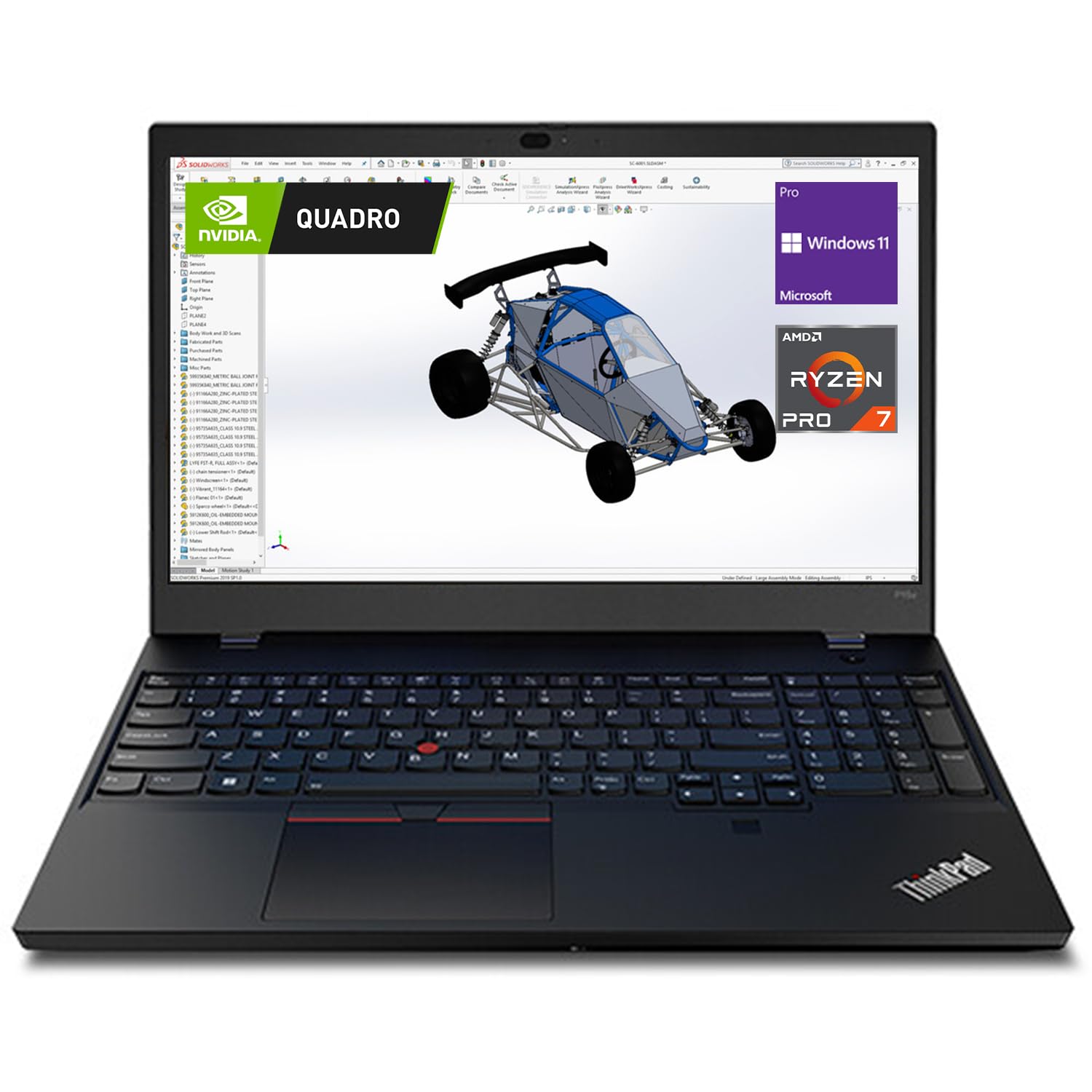 Lenovo ThinkPad P15v Business Laptop, 15.6" FHD Display, AMD Ryzen 7 Pro 6850H, NVIDIA Quadro T600, 64GB DDR5 RAM, 1TB PCIe SSD, Webcam, Wi-Fi 6, Windows 11 Pro, KKE Accessories