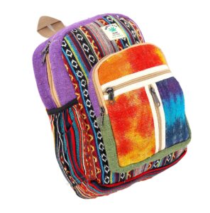 unique design himalaya hemp tie dye hippie backpack festival backpack hiking backpack fair trade handmade with love. (purple)