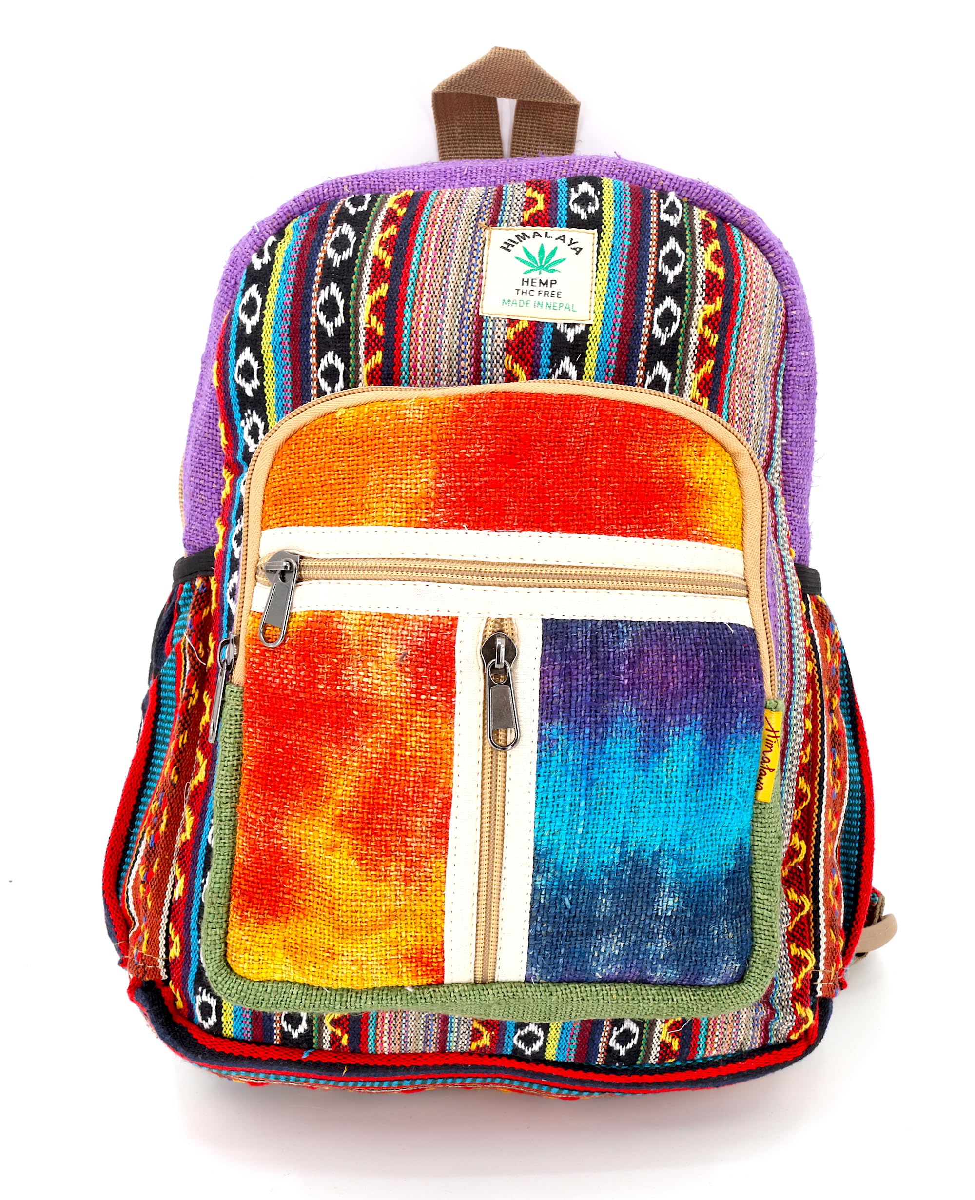 Unique design Himalaya Hemp Tie Dye Hippie Backpack Festival Backpack Hiking Backpack FAIR TRADE Handmade with Love. (PURPLE)