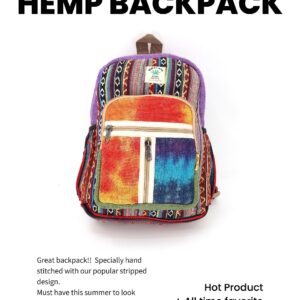 Unique design Himalaya Hemp Tie Dye Hippie Backpack Festival Backpack Hiking Backpack FAIR TRADE Handmade with Love. (PURPLE)