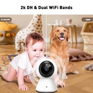 BJR 5ghz WiFi Security Cameras Indoor Pan/Tilt, 2K HD Pet Camera, Motion Detection for Baby Pet Monitor, Support for 5G/2.4G Wi-Fi, 2-Way Talk, Night Vision, Home Cam with 64G SD Card 2-Pack(CS991)