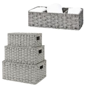 granny says bundle of 1-pack woven baskets for organizing shelves & 3-pack shelf baskets for organizing