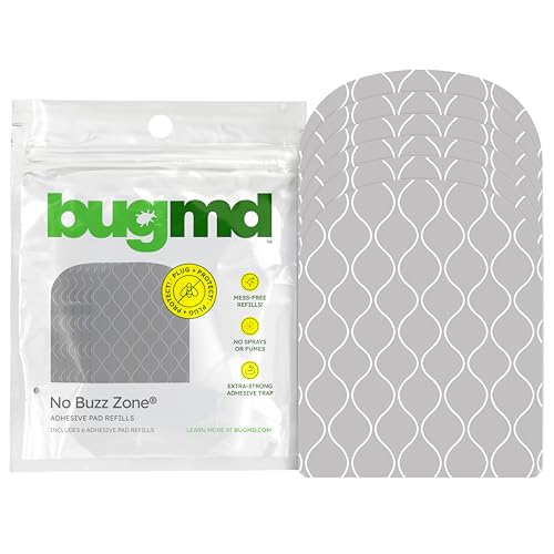 BugMD No Buzz Zone Refiller Pad (6 Refills) - Extra-Strong Adhesive Traps, Indoor Insect Trap Refill, No Harsh Chemicals, Household Friendly, Fly Trap Refill, Flea Trap Refills, Bug Trapper