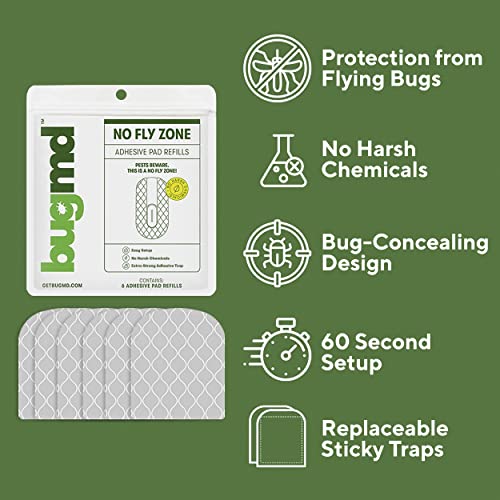 BugMD No Buzz Zone Refiller Pad (6 Refills) - Extra-Strong Adhesive Traps, Indoor Insect Trap Refill, No Harsh Chemicals, Household Friendly, Fly Trap Refill, Flea Trap Refills, Bug Trapper