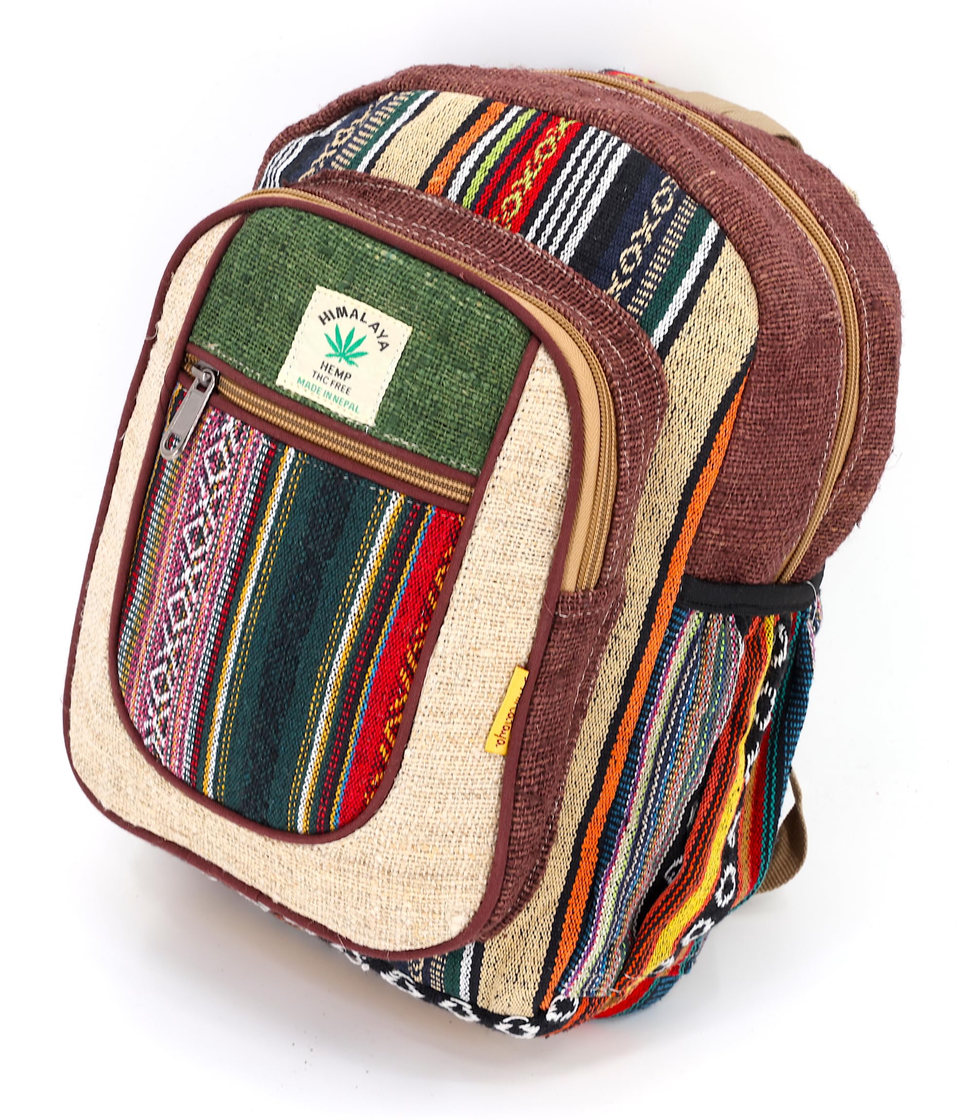 Unique design Himalaya Hemp Hippie Backpack Festival Backpack Hiking Backpack FAIR TRADE Handmade with Love. (BROWN)