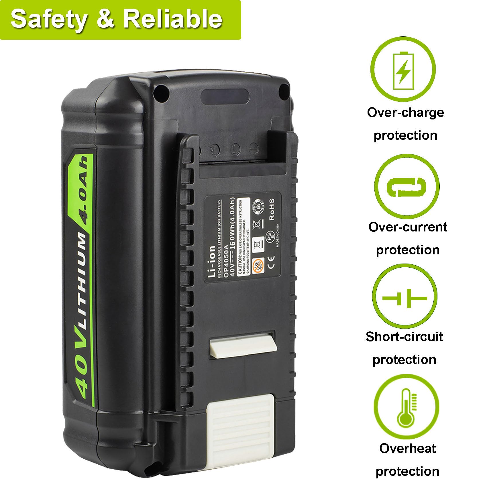 Bdreer 40V 4.0Ah Battery Replacement for Ryobi 40V Battery Compatible with Ryobi 40V Cordless Power Tools and Charger