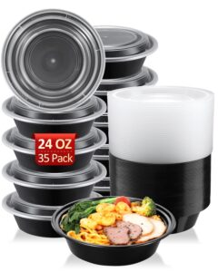 shopday meal-prep-containers-[35 pack] 24 oz plastic-food-storage-containers-with-lids, disposable-food-prep-containers-microwave-safe, meal-prep-bowls-reusable, bpa free to-go-contianers-for-lunch