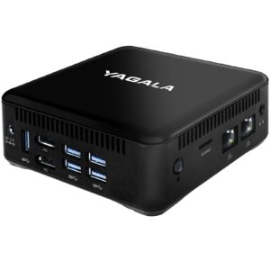 mini pc windows 10, mini desktop intel celeron j3455 6gb ddr4, 128gb ssd, mini computer with dual lan ports, dual hdmi, 5 usb3.0, 2.4g/5g wifi, bt 4.2