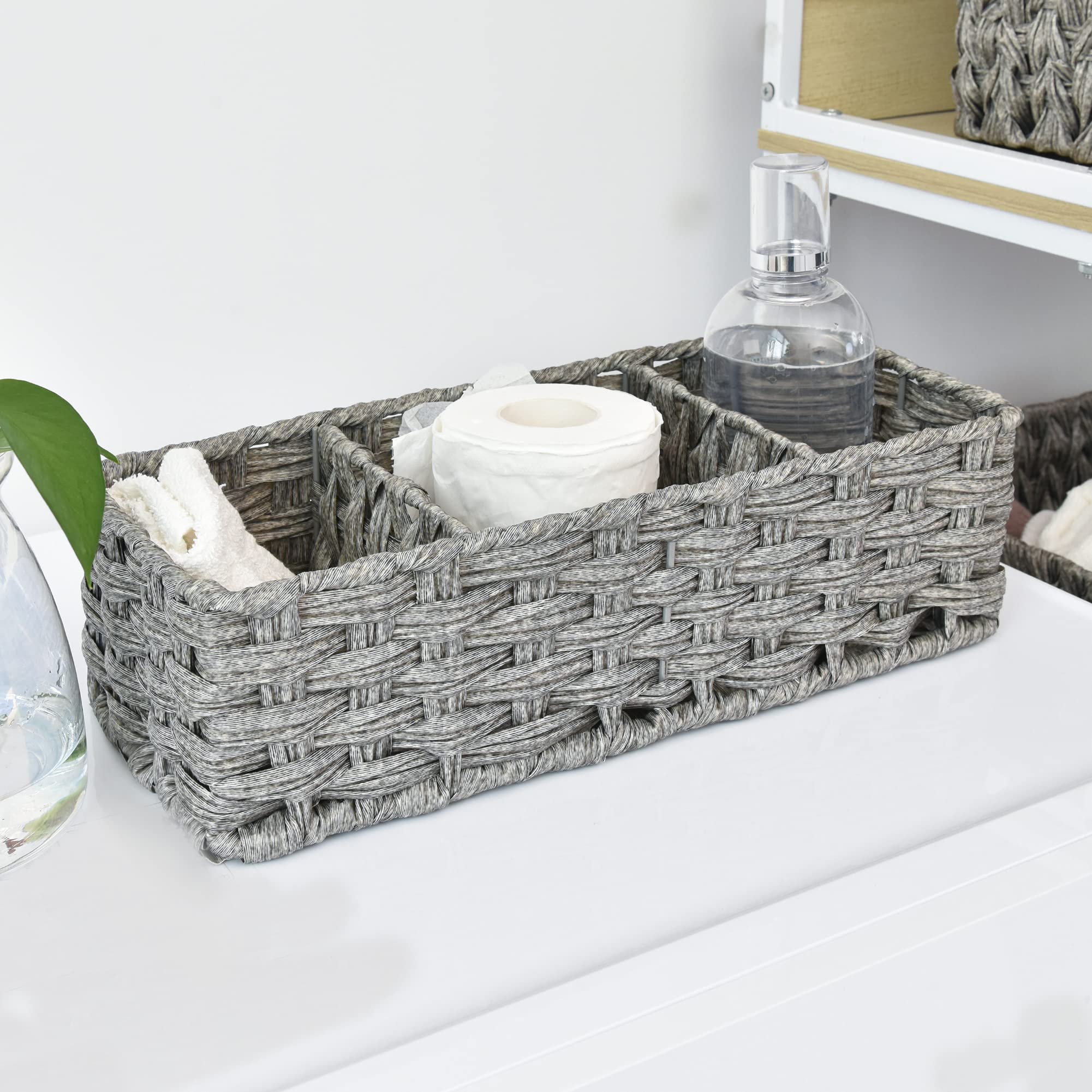 GRANNY SAYS Bundle of 1-Pack Woven Baskets for Storage & 2-Pack Rectangle Toilet Tank Topper