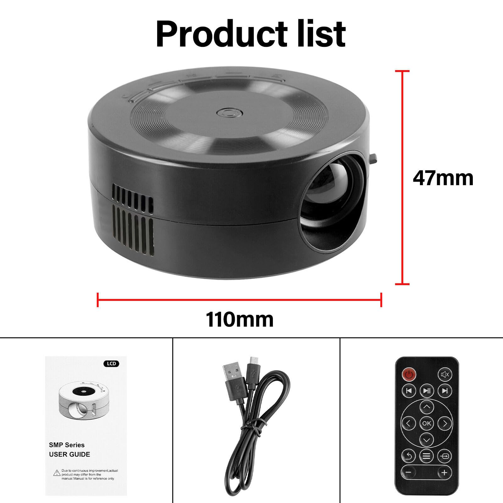 Mini Projector, Portable 1080P HD Projector, Outdoor Movie Projector Home Movie LED Video Projector, Movie Projector With USB HDMI Interface And Remote Control