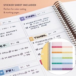 Erin Condren 7" X 9" Priorities And Notes Platinum Spiral Notebook - Rainbow Relaxation, 160 Lined Page Note Taking & Writing Notebook, 80 Lb, Thick Mohawk Paper, Stickers Included