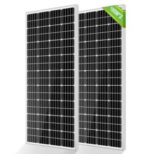 eco-worthy solar panels 2pcs 195 watt 12 volt monocrystalline solar panel module off grid pv power for home, camping, boat, shed farm, rv