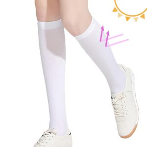 WOBBLO Over knee Sunscreen Stocking, Non-slip Breathable UPF50 Cooling Socks, Elastic Ice Silk Socks