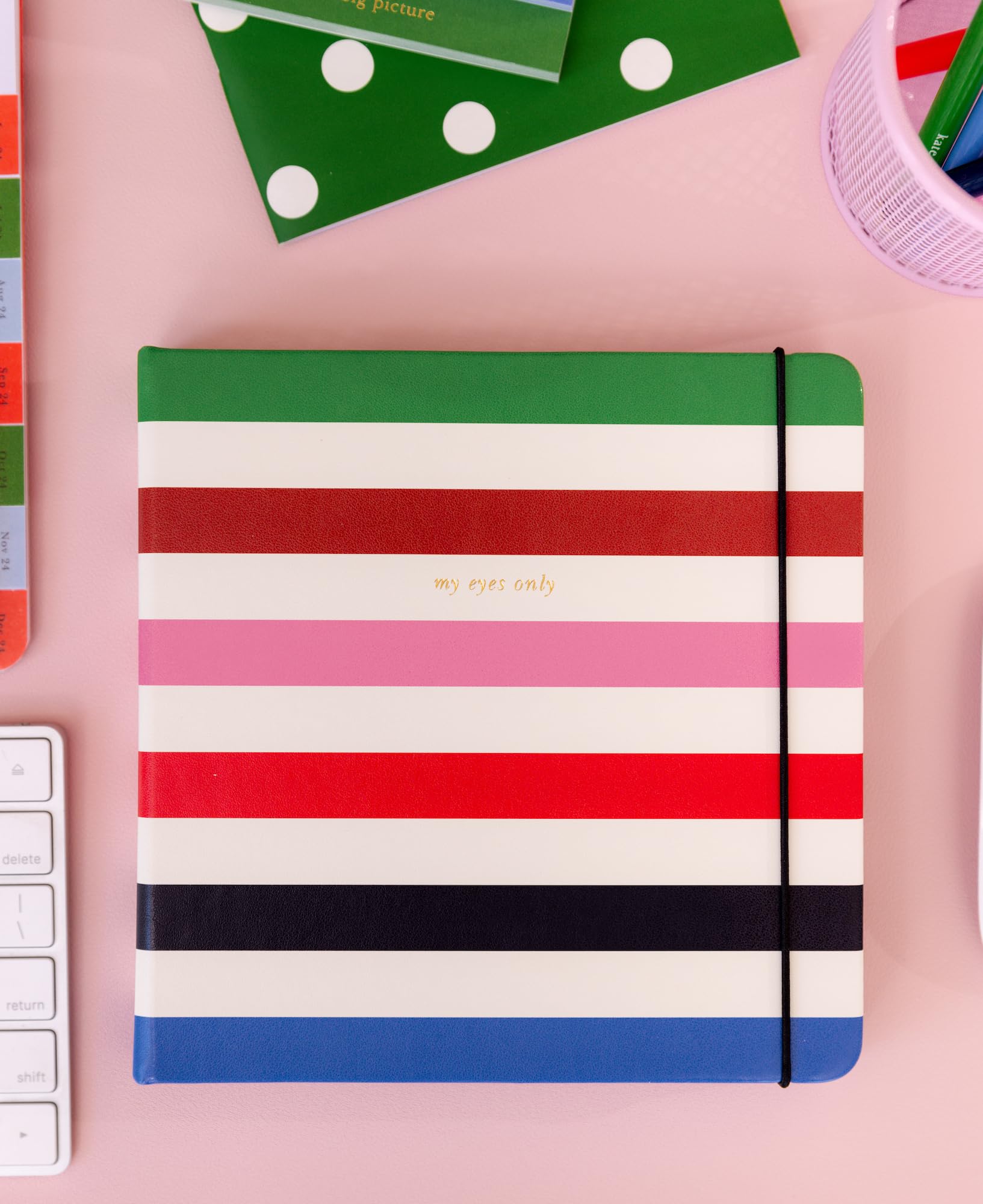 Kate Spade New York Password Book with Tabs, 170 Page Password Journal, Spiral Password Book with Leatherette Hardcover, Adventure Stripe