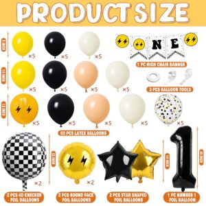 One Happy Dude 1st Birthday Party Decorations Party Supplies First Birthday Party Decoration for Boy Black and Yellow Theme Backdrop Balloon High Chair Banner Balloon Boxes Crown Poster (Selection-D)