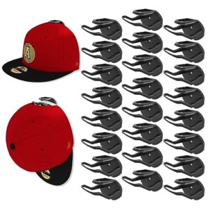 niunuerga 24 pack adhesive hat hooks for wall, strong hat rack for baseball caps, minimalist hat organizer display for home decor, hat hold hanger for wall, door, closet, no drilling (black)
