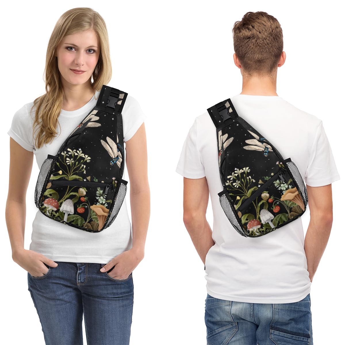 Animal Dragonfly Sling Bag Crossbody Sling Backpack Water Resistant Shoulder Bag Outdoor Travel Hiking Chest Bag Daypack for Women Men Unisex