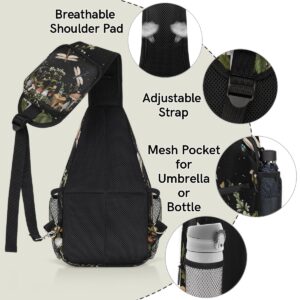 Animal Dragonfly Sling Bag Crossbody Sling Backpack Water Resistant Shoulder Bag Outdoor Travel Hiking Chest Bag Daypack for Women Men Unisex