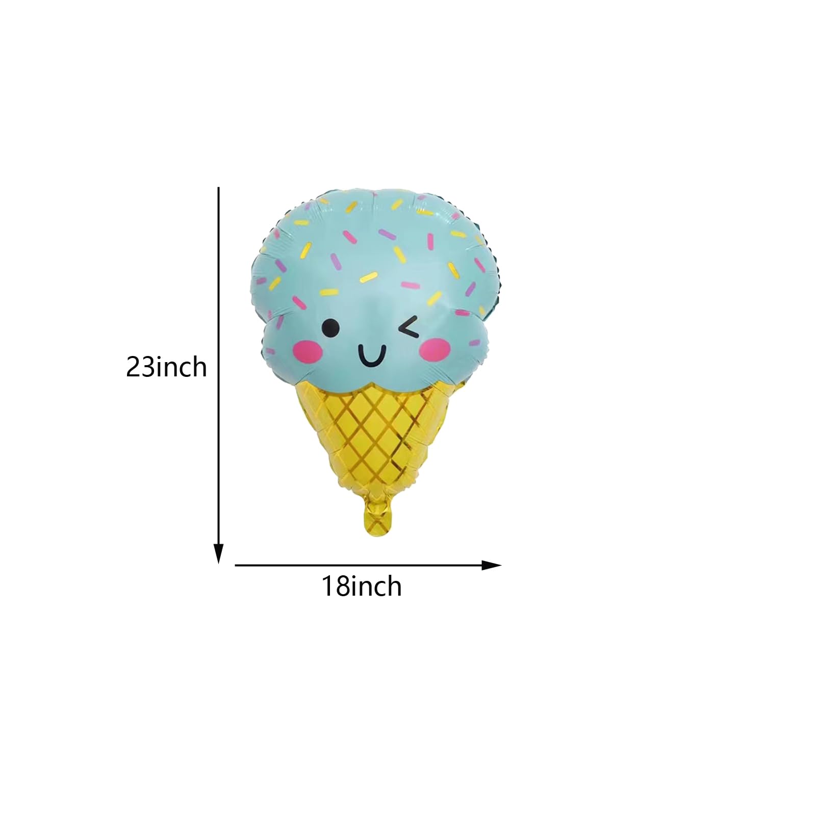 6PCS Ice Cream Foil Balloons Large Ice Cream Mylar Balloons for Ice Cream Summer Hawaii Luau Birthday Baby Shower Party Decorations Supplies