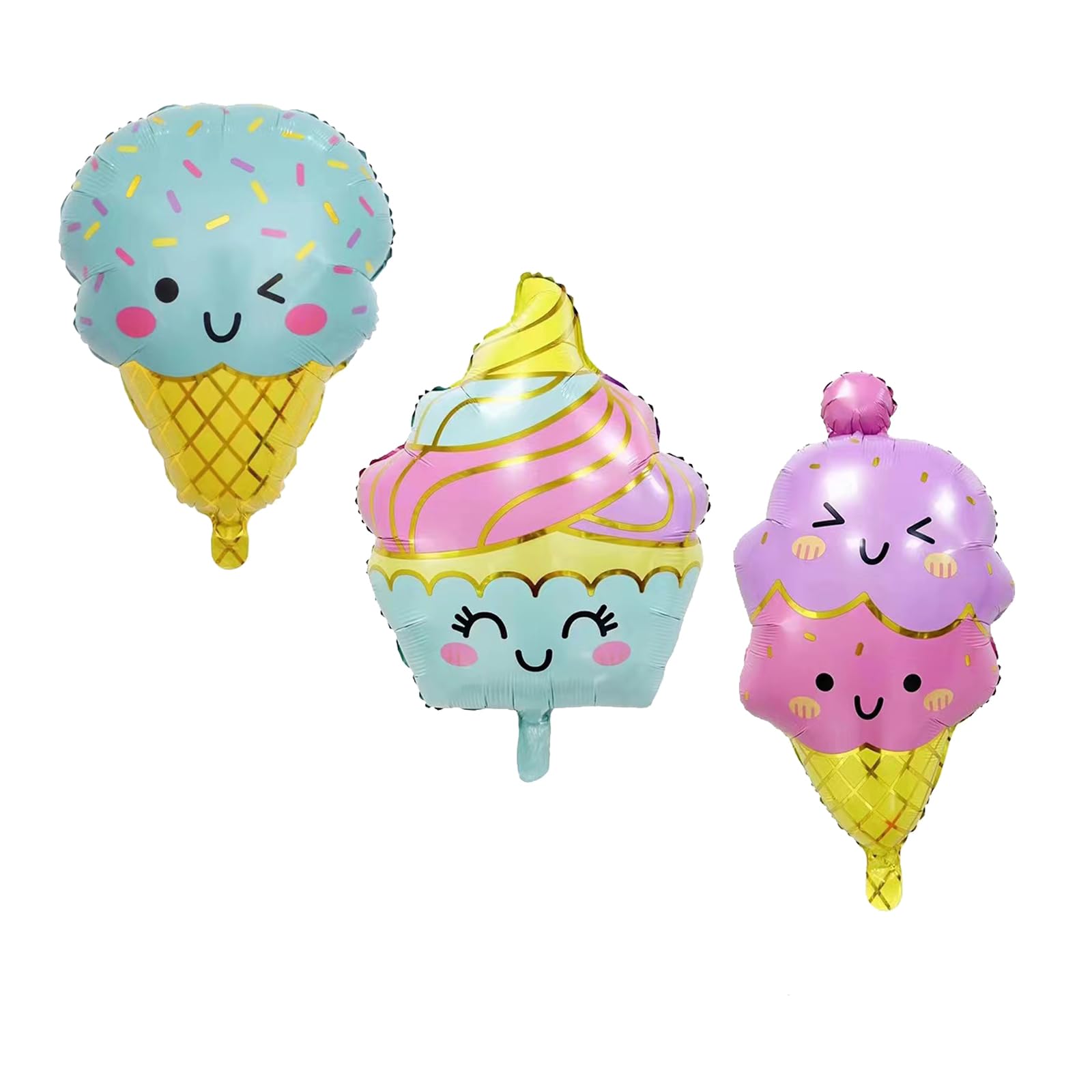 6PCS Ice Cream Foil Balloons Large Ice Cream Mylar Balloons for Ice Cream Summer Hawaii Luau Birthday Baby Shower Party Decorations Supplies