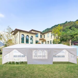 party tent 10 x 30' for parties heavy duty outdoor wedding tent white large patio gazebo carport canopy shade, 8-sided tents removable walls, perfect for birthday,graduation,bbq