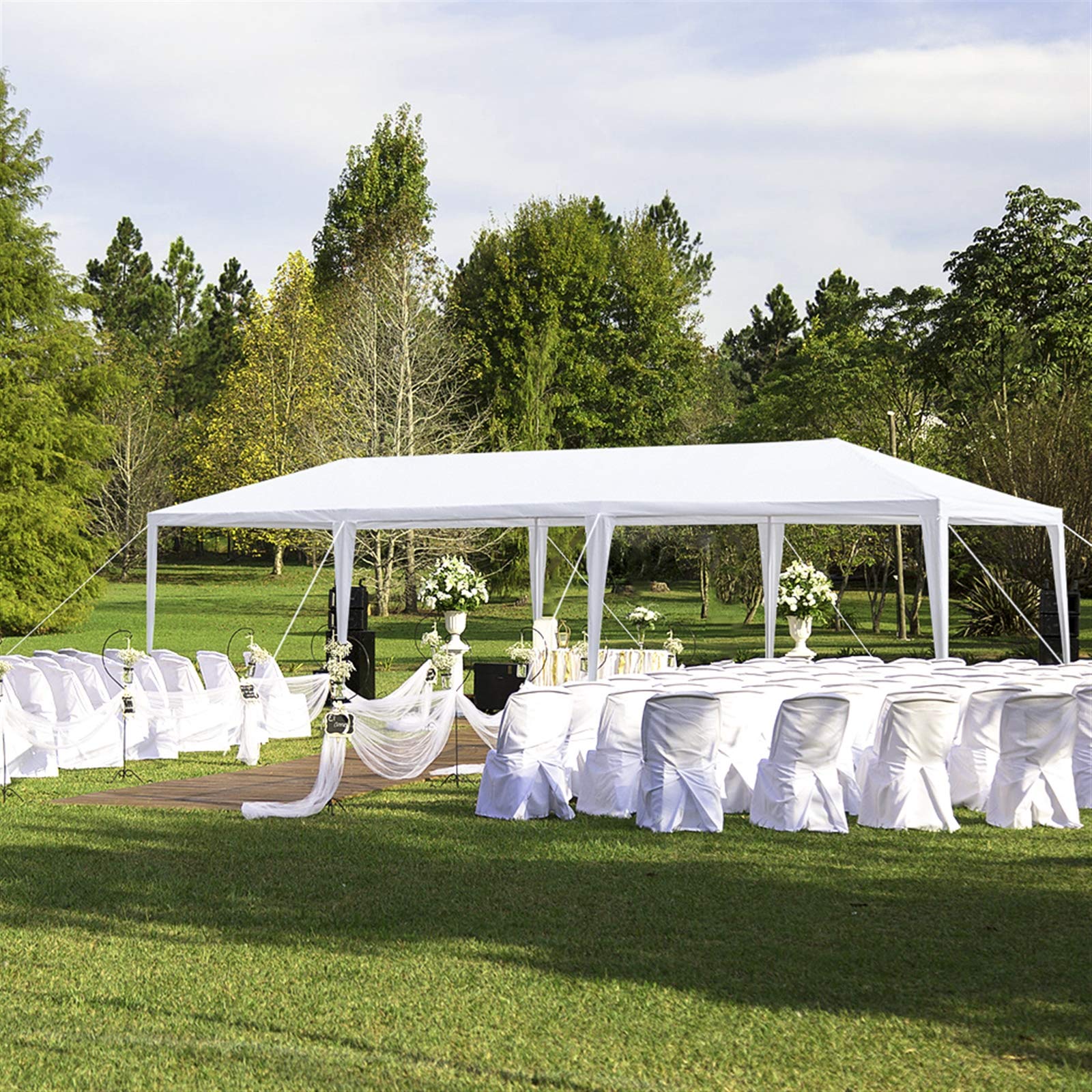 Party Tent 10 x 30' for Parties Heavy Duty Outdoor Wedding Tent White Large Patio Gazebo Carport Canopy Shade, 8-Sided Tents Removable Walls, Perfect for Birthday,Graduation,BBQ