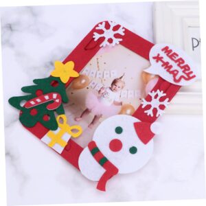 Homoyoyo Photo Frame Christmas Ornament Holiday Picture Frame Decorative Photo Frame Unfinished Photo Frame Kit Nonwoven Photo Frame Handmade Frame Red Picture Frame Child Suite Kraft Paper