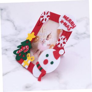 Homoyoyo Photo Frame Christmas Ornament Holiday Picture Frame Decorative Photo Frame Unfinished Photo Frame Kit Nonwoven Photo Frame Handmade Frame Red Picture Frame Child Suite Kraft Paper