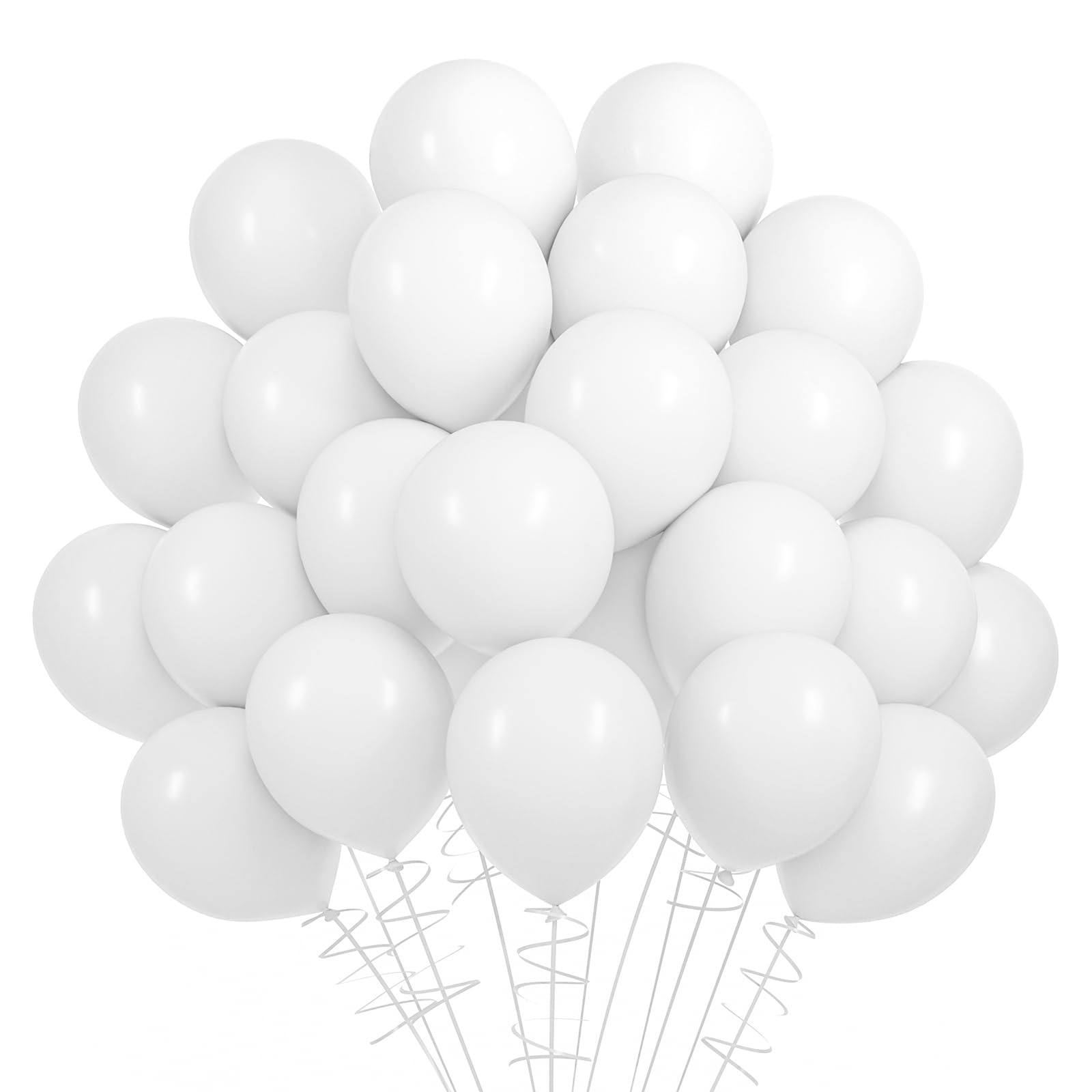 RUBFAC White Balloons, 70pcs 5 Inch White Balloons and Ribbon, Thick Latex Balloons for Birthday Wedding Baby Shower Graduation Anniversary Party Decorations