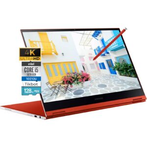 samsung galaxy chromebook tablet touchscreen with pen| 13.3 4k amoled display| intel i5-10210u| usb type-c| backlit keyboard| wi-fi6| chrome os| fingerprint (8gb ram| 256gb ssd+128g sd card) (red)