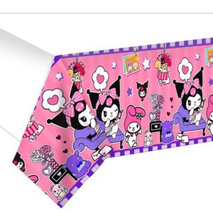 Kawaii Anime Cute Birthday Party Supplies, Cute Kitten Party Decorations Include Backdrop, Balloons, Tableware, Cupcake Toppers, Tablecloth, Stickers, Pink Kitten Themed Party Decorations for Girls