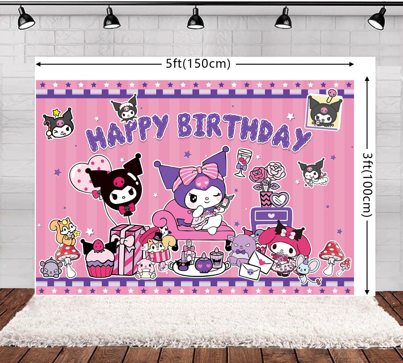 Kawaii Anime Cute Birthday Party Supplies, Cute Kitten Party Decorations Include Backdrop, Balloons, Tableware, Cupcake Toppers, Tablecloth, Stickers, Pink Kitten Themed Party Decorations for Girls