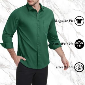 TACVASEN Dress Shirts for Men Business Shirts for Men Mens Green Dress Shirts Green Dress Shirts for Men Slim Fit Shirt Dress