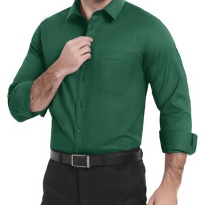 TACVASEN Dress Shirts for Men Business Shirts for Men Mens Green Dress Shirts Green Dress Shirts for Men Slim Fit Shirt Dress