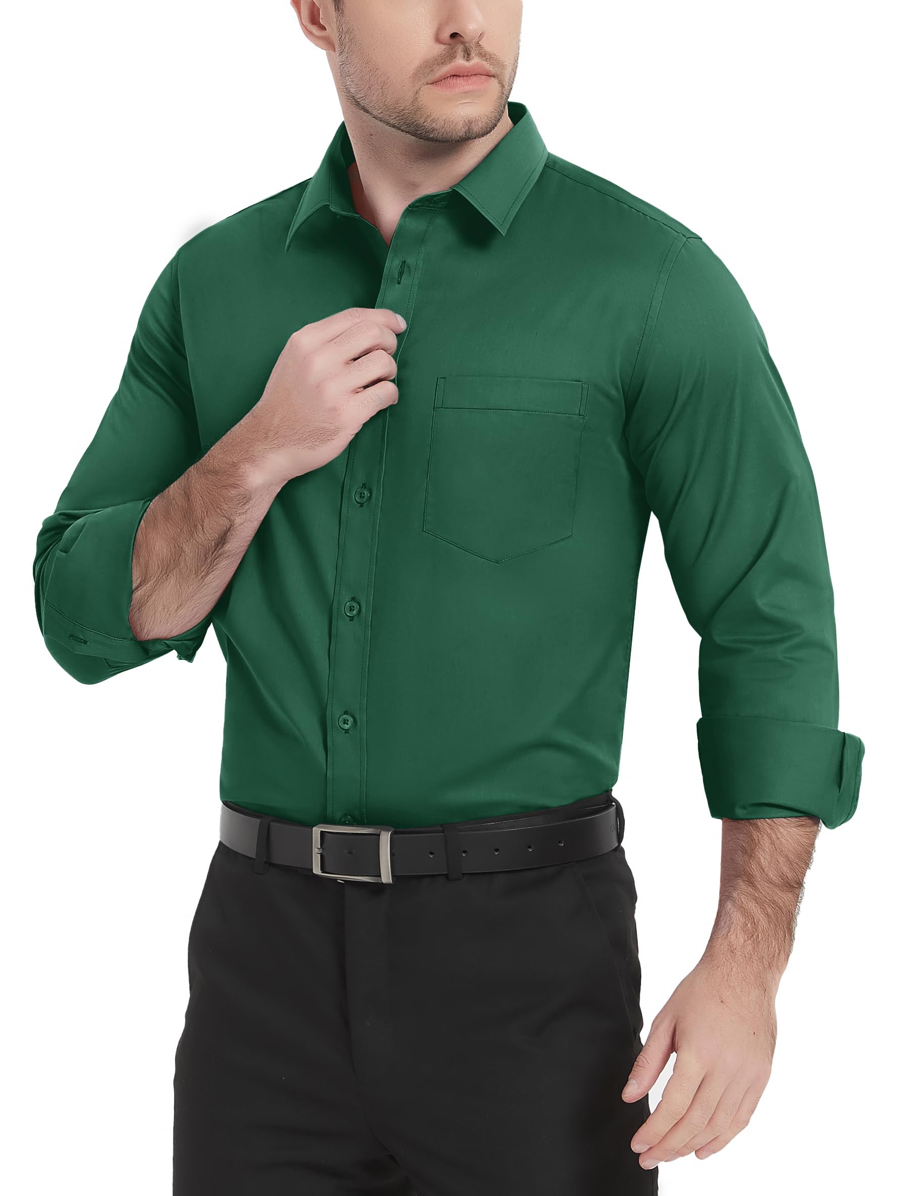 TACVASEN Dress Shirts for Men Business Shirts for Men Mens Green Dress Shirts Green Dress Shirts for Men Slim Fit Shirt Dress