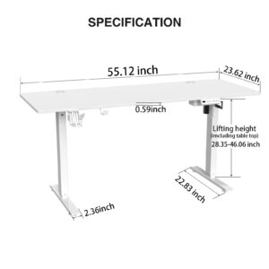 Rtisgunpro 55x24inch Adjustable Desk Stand up Desk Electric Standing Desk Adjustable Height Sit Stand Home Office Desk Including Splice Table Plate