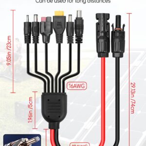 PNYZIK Upgraded 6-in-1 Solar Connector Kit for Portable Motors and Solar Panels/Motors, 100CM Universal Solar Adapter Connecting Harness with Female and Male Connectors, 1 Pc