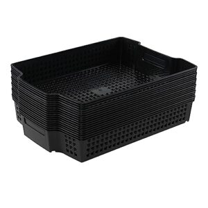 gloreen 6 pack a4 paper stacking storage basket tray, black, shallow baskets for storage