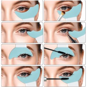 4Pcs Eyeliner Stencils Reusable Silicone Eyeliner Aid Mascara Shield Guard Eyeliner Eyelash Lipstick Eyeshadow Applicators Aid Tool Multifunctional Eye Makeup Tool for Women, Beginners（Green）