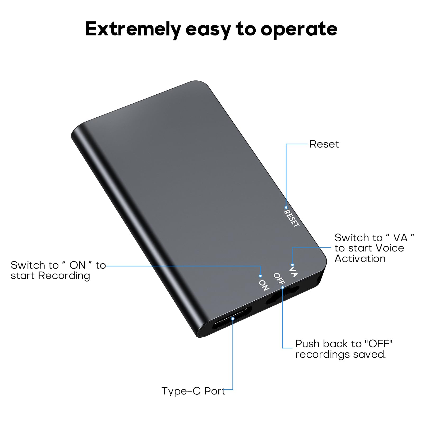 72GB Digital Voice Recorder with Playback - 6000H [Ultra-HD] Voice Activated Recorder Recording Device, Audio Recorder with Noise Reduction, Portable Tape Recorder with Playback, for Lecture, Meeting